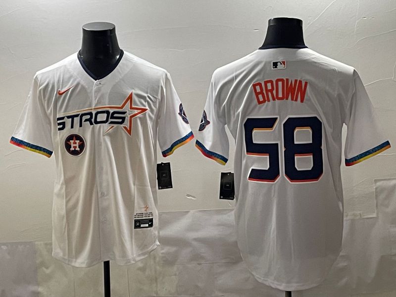Men Houston Astros #58 Brown White Fourth generation Joint Name 2025 Nike MLB Jersey style 12